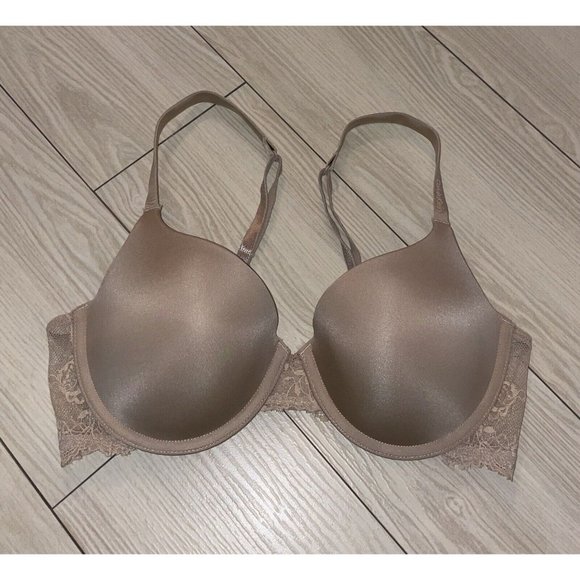 Calvin Klein F3274 Seductive Comfort Push Up Underwire Bra Padded Lace 34C Beige - Picture 2 of 7